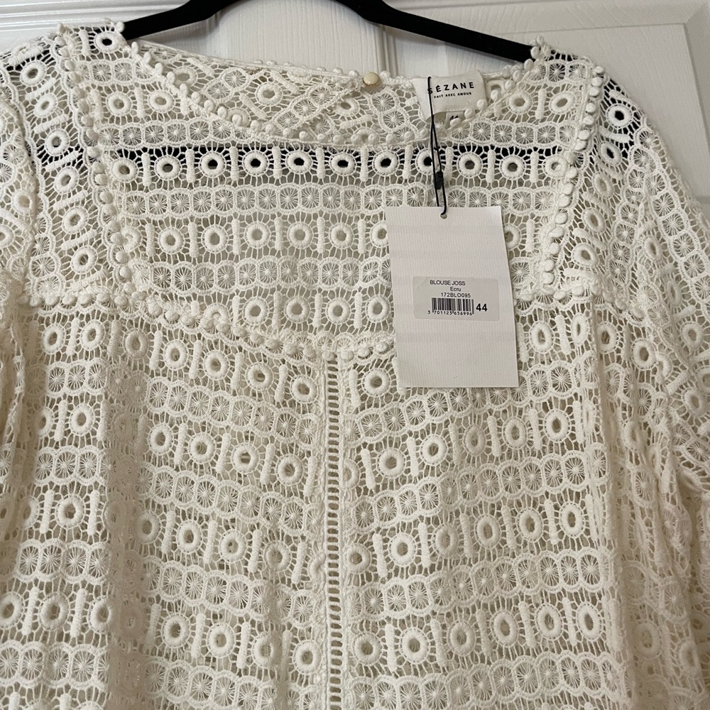 NWT Sézane Joss Ivory Crochet Blouse
